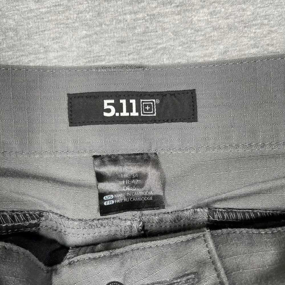 5.11 Tactical Cargo Shorts Mens 34 Gray Polyester Cotton Canvas Pockets 10in
